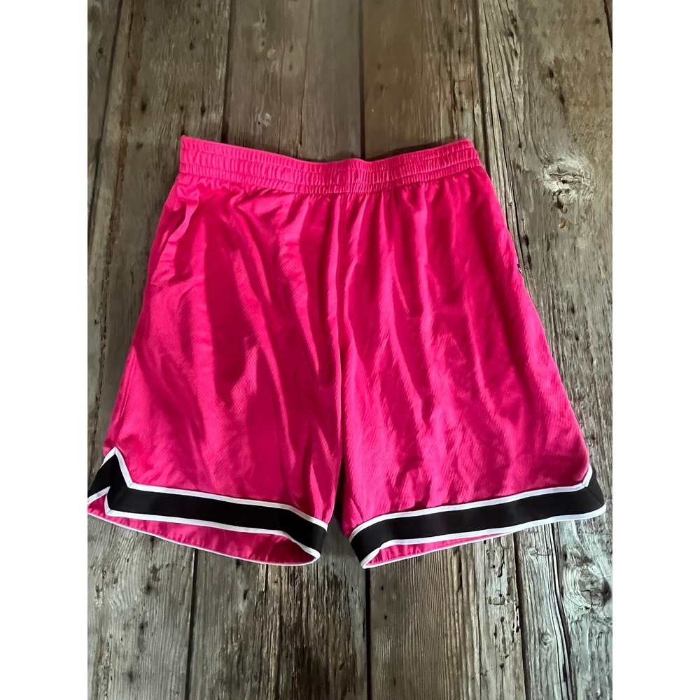Leg3nd Mens Mesh Basketball Shorts Hot Pink Black White Trim XL PO 14513